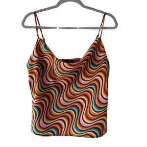 Wavy Print Satin Cowl Neck Cami - Multi